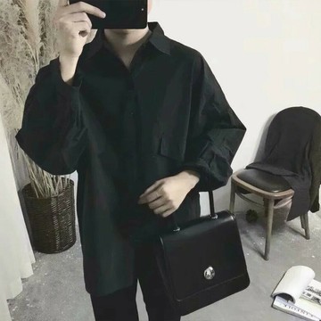 ??【MLM】??超低價 黑色襯衫 M-2XL 新品長袖襯衣 男襯衫 暗黑系個性帥氣薄款外套