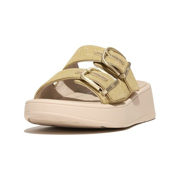 FitFlop F-MODE 經典亮粉扣環厚底雙帶涼鞋-女(鉑金色)