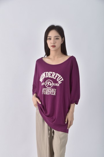 (M) arnold palmer棉質精疏棉紫色短袖上衣