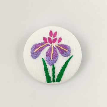 紫色鳶尾花刺繡胸針