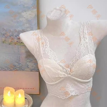 【臺灣出貨👙】龍心蕾絲吊帶美背內衣女法式性感胸衣內搭疊穿無鋼圈薄款背心文胸【伊娜美】