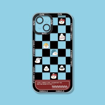 格子小鴨蘋果13手機殼iphone12保護套新款11promax鏡頭全包xs透明軟硅膠防摔xr情侶78plus網紅男女可愛卡通潮