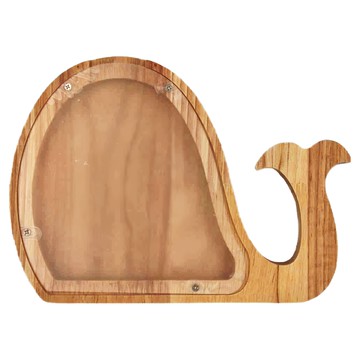 CHIFUN SENHUO 祈樂森活 木質存錢筒 尺寸: 19.5x3x14.5cm  鯨魚 原木色  1個