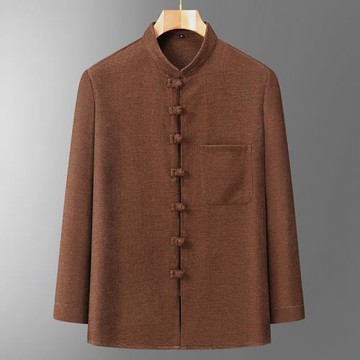 襯衫長袖高級感雪尼爾襯衣外套春秋中國風復古唐裝新中式盤扣上衣