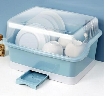 瀝水架 碗碟收納架帶蓋放碗箱帶瀝水置物架裝碗筷收納盒家用廚房臺面碗櫃