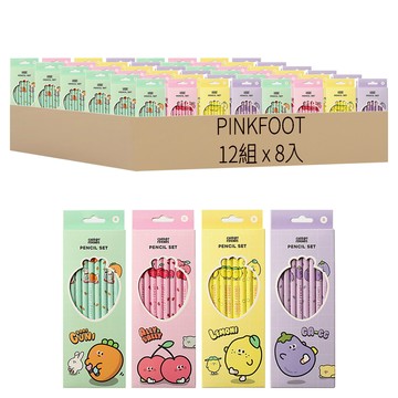 PINKFOOT 蔬果圖案B鉛筆 17.5cm  綠色 + 粉色 + 黃色 + 紫色  96支