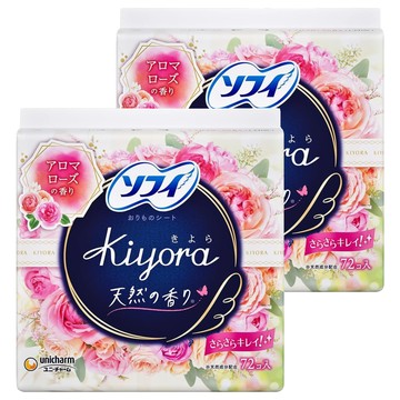 SOFY 蘇菲 日本原裝進口 Kiyora 舒爽清香護墊 玫瑰香  14cm  72片  2包