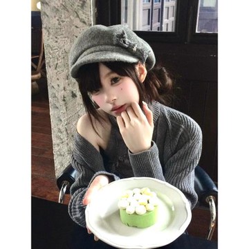 韓版蝴蝶結毛呢貝雷帽女秋冬季復古百搭報童畫家帽顯臉小八角帽子