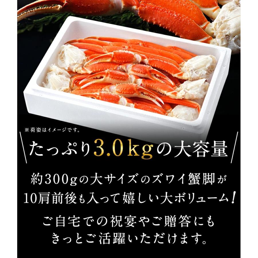 かに 蟹 ズワイガニ 脚 3.0kg 10肩前後 送料無料 ギフト お取り寄せグルメ 海鮮 ズワイ蟹 かに脚 蟹脚 ボイル