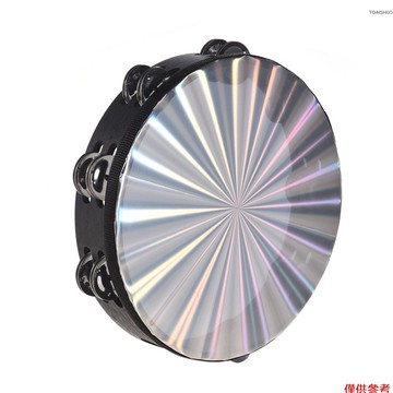 Winn 10 英寸木製輻射手鼓手鈴手鼓帶雙排叮噹聲反光鼓頭音樂打擊樂器