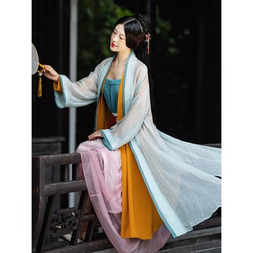 棉麻記【彩云歸】原創漢服正品宋制對襟長衫吊帶改良半裙套裝女春