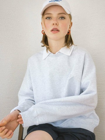 Detachable Collar Sweatshirt_Light Grey Melange