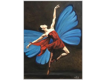 天使畫廊/ 舞蝶 /手工油畫/跳舞的女郎
