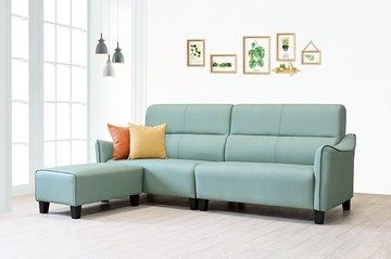 《潔西卡》湖水綠 貓抓皮 L型沙發 四人座+腳椅 深灰色 淺灰色 現代 簡約 高背款 客廳 辦公室 台灣製造 【新生活家具】