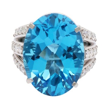 JEWELRY 無品牌珠寶 PT900 鉑金 藍色托帕石 戒指 【二手名牌BRAND OFF】