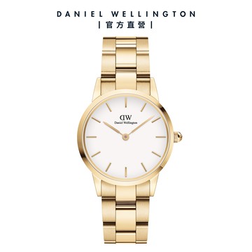【Daniel Wellington】DW 手錶  Iconic Link 28mm/32mm精鋼錶-香檳金-白錶盤