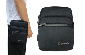 限時 滿3千賺10%點數↘ | ~雪黛屋~SPYWALK 腰包7吋手機拉鍊主袋外掛式工具包主袋+外袋共三層防水尼龍布附長背帶腰背肩背斜側背SD9269