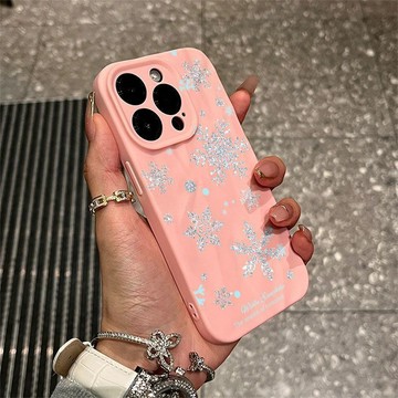 褶皺個性雪花手機殼18iPhone17潮16plus蘋果15promax防摔14卡通13 12 11