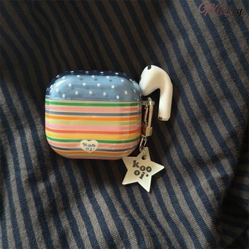 色彩條紋星星適用airpods pro3保護殼airpods4蘋果耳機套3代pro25