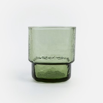 艾禮思可堆疊玻璃水杯330mL 方型橄欖綠