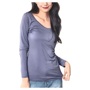 GIAT 吉亞特 女款捍溫吸濕發熱衣 圓領 - 藍紫 XL