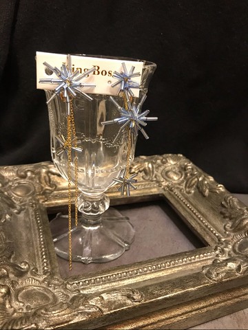 冒牌老闆娘 Kingboss玻璃珠水鑽雪花不對稱耳環20200909-2