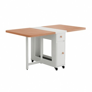 E-home Fika悠享系1抽1門折合蝴蝶長方餐桌-幅150cm-原木色