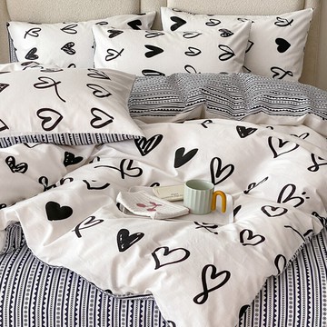 純棉四件套冬季印花裸睡床單2021新款被套三件套家用床品全棉高檔