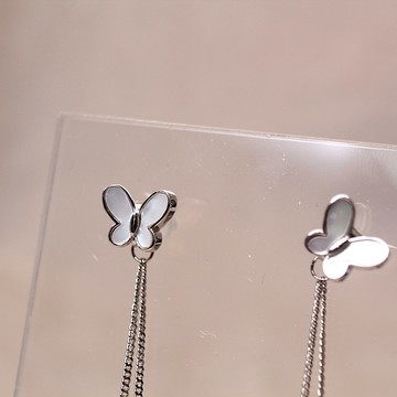 【SWS飾品】蝴蝶貝殼垂墜耳環。純銀耳環