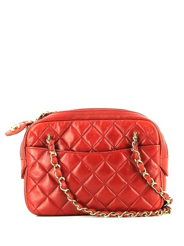 CHANEL Pre-Owned - diamond-quilted logo pull-tab camera bag - women - Leather - One Size - Red