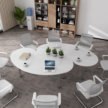 ??快速出貨 可開發票 異形小型會議桌圖書館辦公桌休息簡約現代培訓圓形洽談桌單人創意