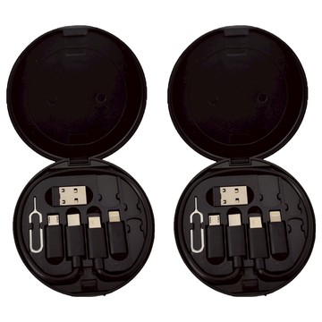 充電線圓形收納盒 2個  29cm  黑色  1組