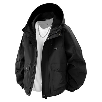 【HOT 本舖】男装連帽夾克男2025休閒男中青年男士秋春裝大碼外套3D圖 控價  138