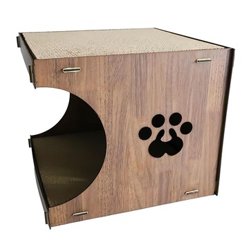 寵物夢工廠 木紋精緻貓屋  1個  42 x 42 x 36cm  棕色