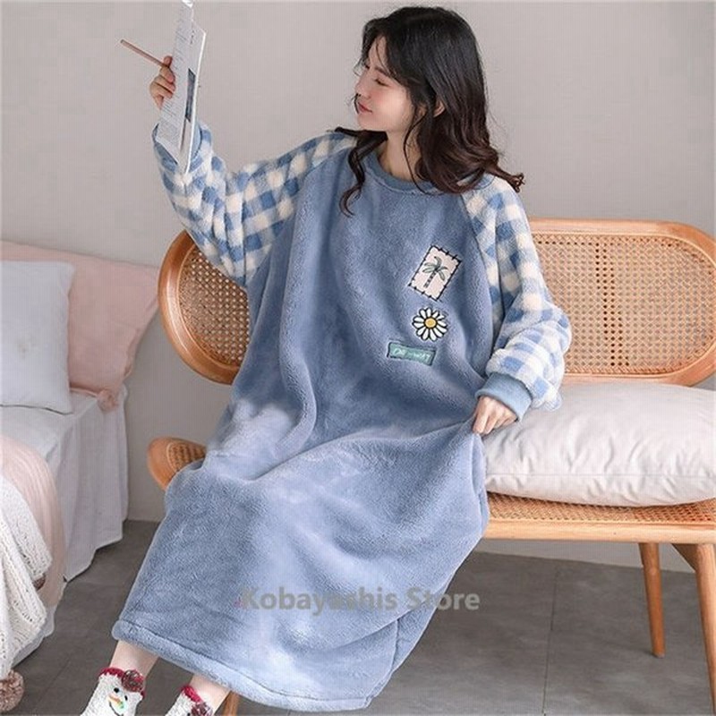 パジャマ レディース ルームウェア ワンピース ベロア もこもこ ナイトウェア 部屋着 厚手 可愛い あったか 秋冬 チェック柄 ゆったり 通販 Lineポイント最大get Lineショッピング