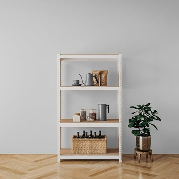 speedrack 免螺絲組裝式鐵製角鋼層架  白色  900 x 400 x 1500mm  4層