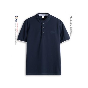 夏裝液氨立領短袖t恤男中老年純棉夏季衣服中年爸爸寬松爺爺裝