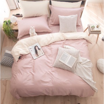 TL2000櫻粉X奶油黃/300織天絲萊賽爾床包枕套/床包被套組/ 台灣