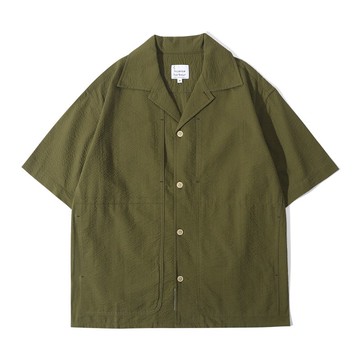 Incense Harbou 日本棉質泡泡紗夏季襯衫 - 綠色