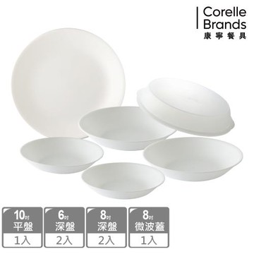 【美國康寧】CORELLE 純白6件式餐盤組-F23