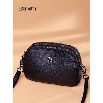 簡約時尚百搭三層軟皮休閑小方包