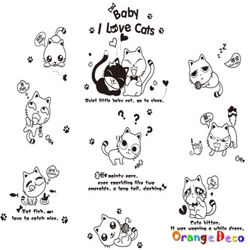 【橘果設計】頑皮貓 壁貼 牆貼 壁紙 DIY組合裝飾佈置