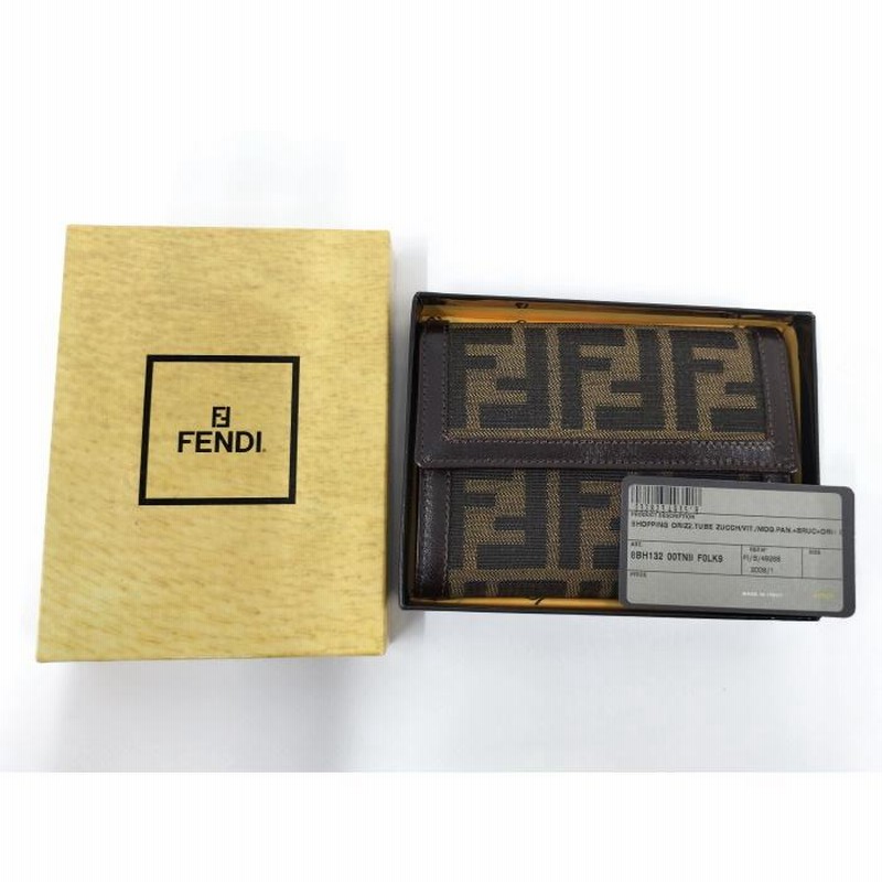 Fendi 三つ折り財布 ブラウン ブラック バゲット マイクロ 三つ折り財布 ファブリック ブラウン | Fendi