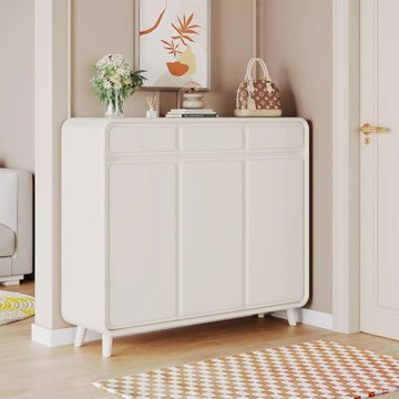 Happylife 實木奶油系三門鞋櫃 120公分 Y12269