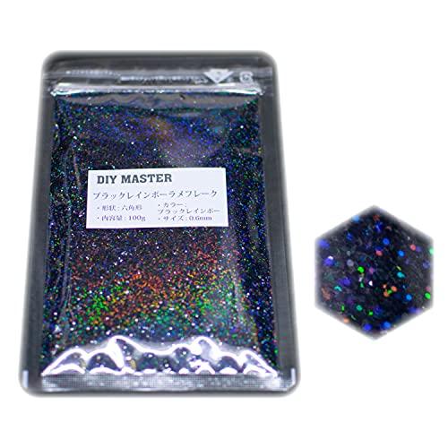 DIY MASTER ブラックレインボー ラメ フレーク 0.6mm 100g