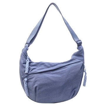 防潑水尼龍斜背餃子包 大容量多層收納  34 x 22 x 9cm  藍色