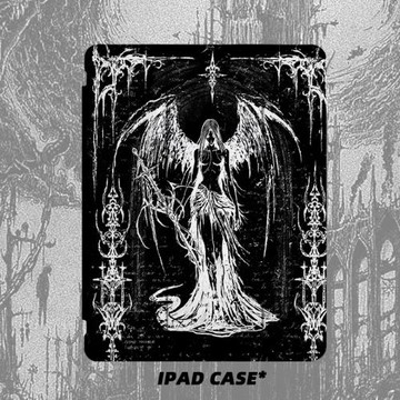 原創藝術小眾高級感朋克暗黑天使適用蘋果2024款ipadpro11英寸air6三折ipad保護殼10.2寸/air4/5/mini6帶筆槽