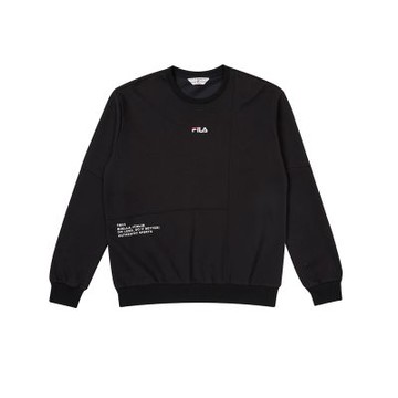 FILA官方直營 中性款 #復古飛馳 長袖圓領T恤-黑色 1TEZ-5404-BK