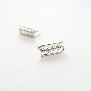 925純銀 小巧幾何光線圓珠 耳環 一對
