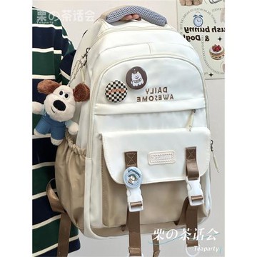 日系工裝風書包女高中學生初中生大容量撞色雙肩包旅行電腦背包男